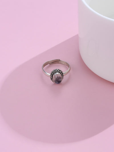Bague ajustable en argent et pierre de lune naturelle