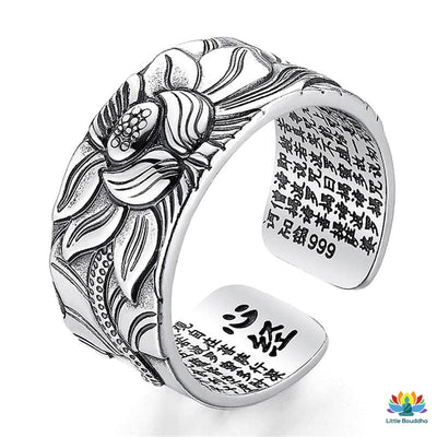 Bague Sutra du Lotus en Argent