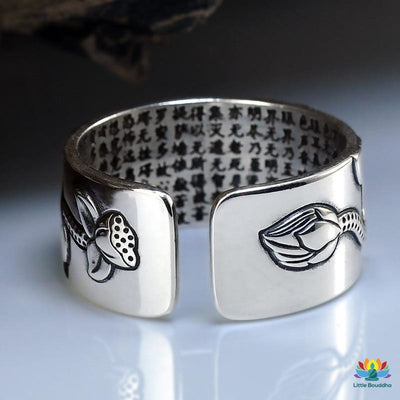 Bague Sutra du Lotus en Argent