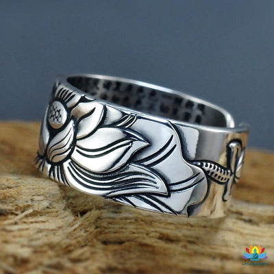Bague Sutra du Lotus en Argent