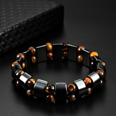 Bracelet anti-fatigue en Oeil de Tigre et Hématite