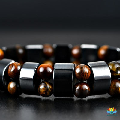 Bracelet anti-fatigue en Oeil de Tigre et Hématite