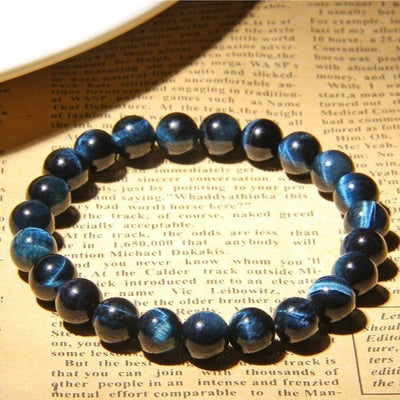 Bracelet Cat spirit en oeil de tigre bleue