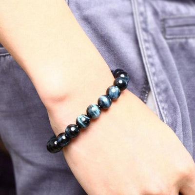 Bracelet Félin en Oeil de Tigre bleu