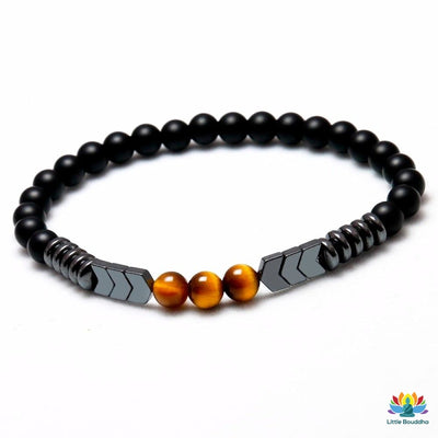Bracelet Force & Energie en Oeil de Tigre Hématite & Onyx