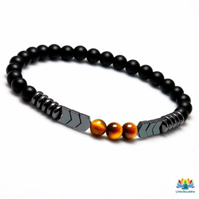 Bracelet Force & Energie en Oeil de Tigre Hématite & Onyx
