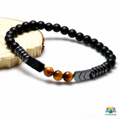 Bracelet Force & Energie en Oeil de Tigre Hématite & Onyx