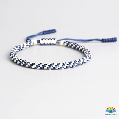 Bracelet porte-bonheur tibétain bleu et blanc