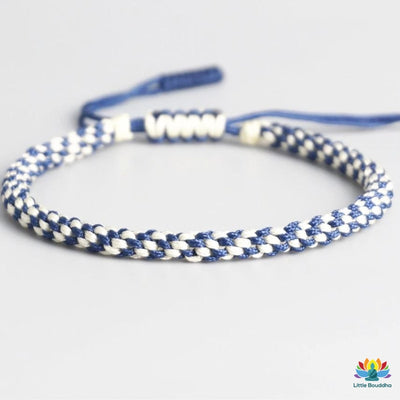 Bracelet porte-bonheur tibétain bleu et blanc