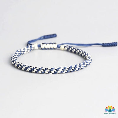Bracelet porte-bonheur tibétain bleu et blanc
