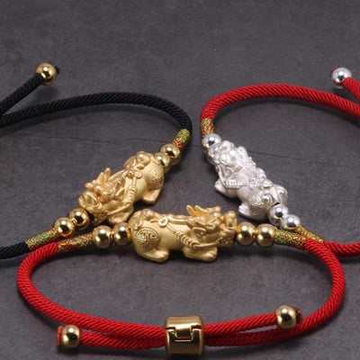 Bracelet porte-chance Pi Yao plaqué or 24K ou argent 999