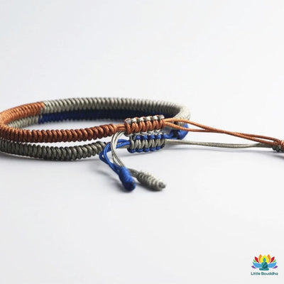 Bracelet tressé porte-bonheur tibétain bicolore - Lot de 2
