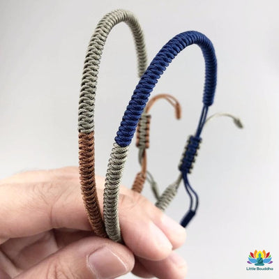 Bracelet tressé porte-bonheur tibétain bicolore - Lot de 2