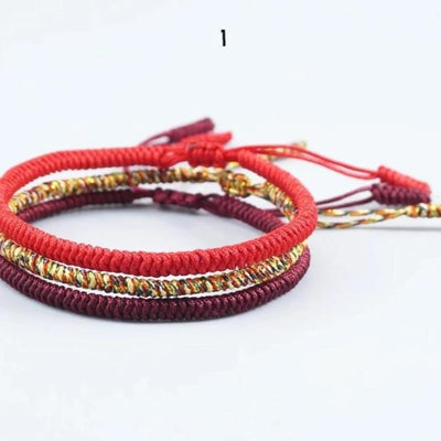 Bracelet tressé porte-bonheur tibétain - Lot de 3 - 9 couleurs disponibles