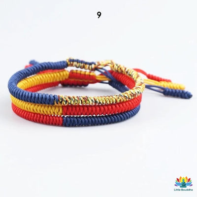 Bracelet tressé porte-bonheur tibétain - Lot de 3 - 9 couleurs disponibles