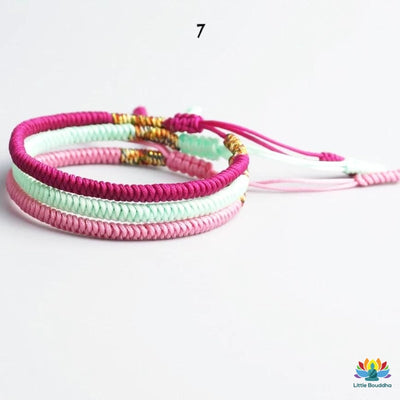 Bracelet tressé porte-bonheur tibétain - Lot de 3 - 9 couleurs disponibles