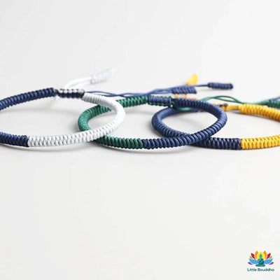 Bracelet tressé tibétain porte-bonheur bicolore - Lot de 3