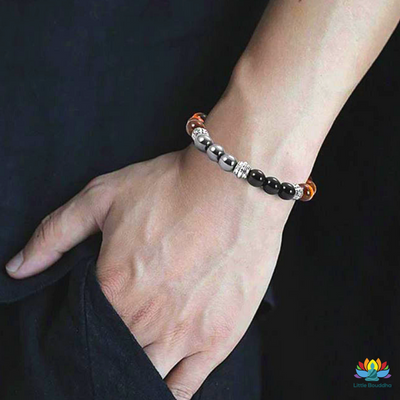 Bracelet Triple protection en Hématite Oeil de tigre et Obsidienne