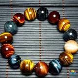 Bracelet Troisième Oeil en Oeil de Tigre Oeil de Faucon Oeil de Taureau