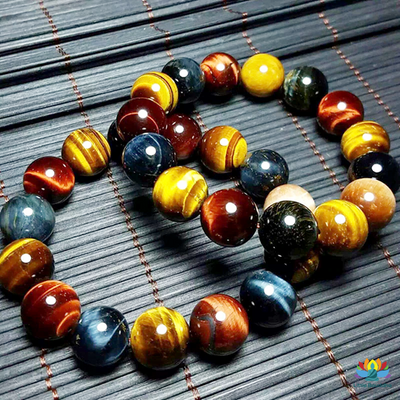 Bracelet Troisième Oeil en Oeil de Tigre Oeil de Faucon Oeil de Taureau