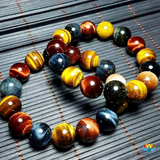 Bracelet Troisième Oeil en Oeil de Tigre Oeil de Faucon Oeil de Taureau