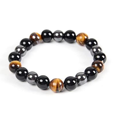 Bracelet Volonté Courage et Protection (il de Tigre Hématite Obsidienne)
