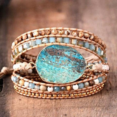 Bracelet wrap Océan Sauvage en jaspe verte