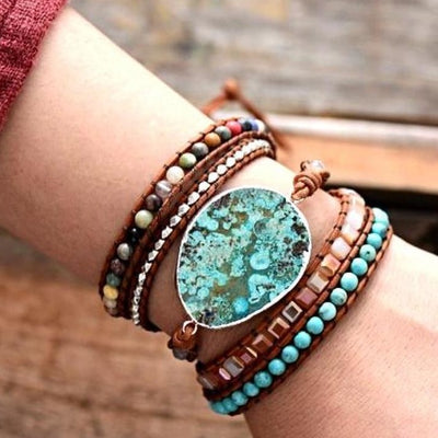Bracelet wrap Océan Sauvage en jaspe verte