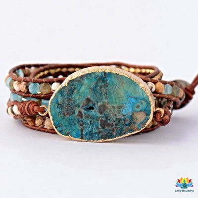 Bracelet wrap Océan Sauvage en jaspe verte