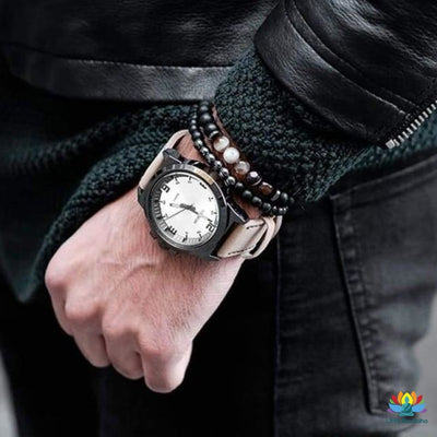 Double bracelet Ancrage et Équilibre en Agate et Hématite