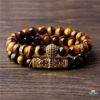 Double bracelet avec motifs en Oeil de Tigre