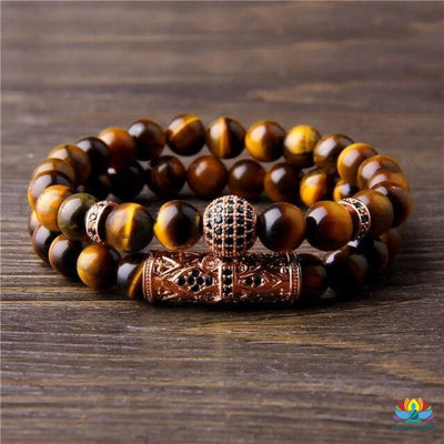 Double bracelet avec motifs en Oeil de Tigre