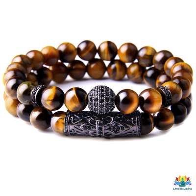 Double bracelet avec motifs en Oeil de Tigre