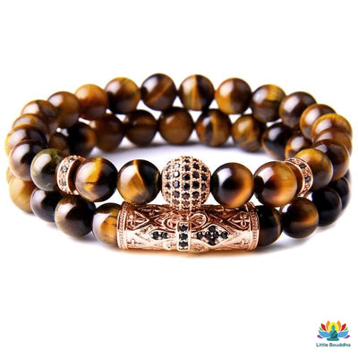 Double bracelet avec motifs en Oeil de Tigre
