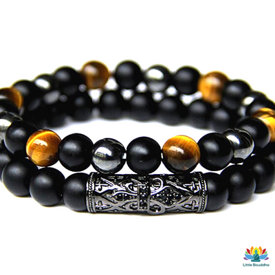 Double Bracelet Renforcement Extrême (Onyx Oeil de Tigre Hématite)