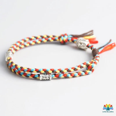 Double bracelet tressé porte-bonheur Bouddha