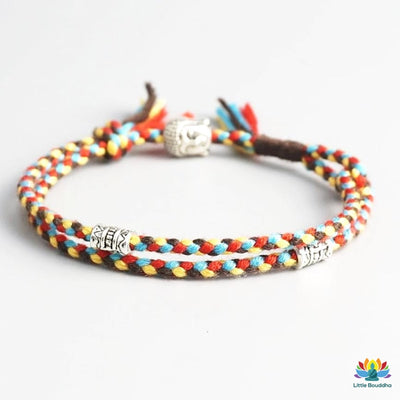 Double bracelet tressé porte-bonheur Bouddha
