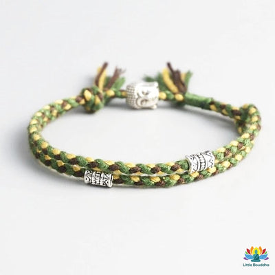 Double bracelet tressé porte-bonheur Bouddha