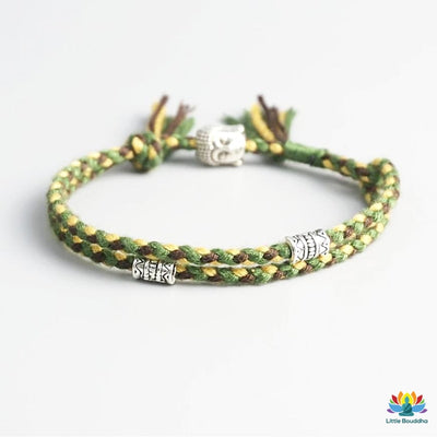 Double bracelet tressé porte-bonheur Bouddha