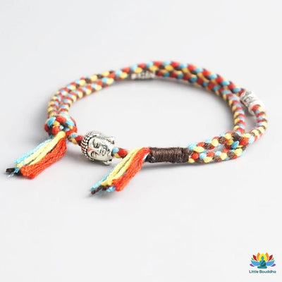 Double bracelet tressé porte-bonheur Bouddha