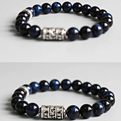 Bracelet Totem en Oeil de Tigre Bleu