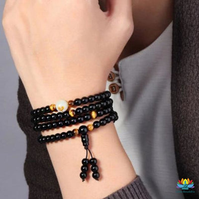 Mâlâ Brillant en Obsidienne et Oeil de Tigre