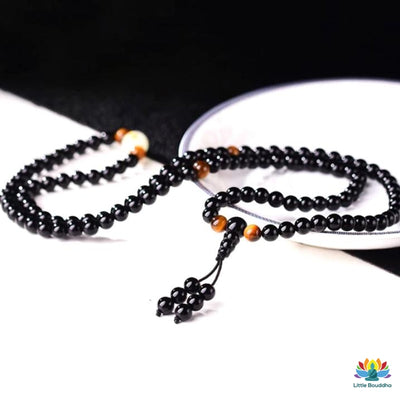 Mâlâ Brillant en Obsidienne et Oeil de Tigre