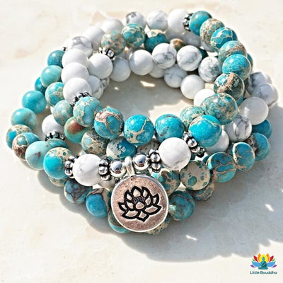 Mâlâ Compassion en Howlite et Jaspe Océan