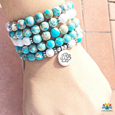 Mâlâ Compassion en Howlite et Jaspe Océan