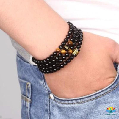 Mâlâ Double protection en Oeil de Tigre & Onyx