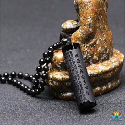 Pendentif Mantras en Obsidienne