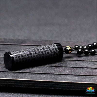 Pendentif Mantras en Obsidienne