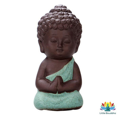 Statuette Miniature Bouddha Prière en Argile